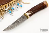 Scrimshawed Damascus Hunter