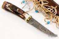 Scrimshawed Damascus Hunter