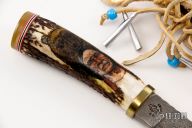 Scrimshawed Damascus Hunter