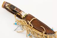 Scrimshawed Damascus Hunter