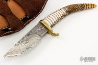 Carved Damascus Hunter
