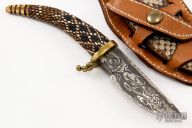 Carved Damascus Hunter