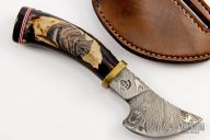 Scrimshawed Damascus Skinner