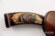 Scrimshawed Damascus Skinner