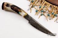 Scrimshawed Damascus Hunter