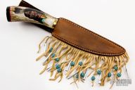 Scrimshawed Damascus Hunter