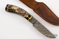 Scrimshawed Damascus Hunter
