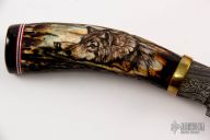 Scrimshawed Damascus Hunter