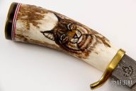 Scrimshawed Damascus Hunter