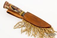 Scrimshawed Damascus Hunter