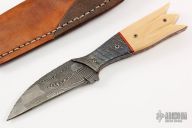 Damascus and Mammoth Ivory Fixed Blade