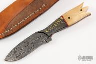 Damascus and Mammoth Ivory Fixed Blade