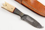 Damascus and Mammoth Ivory Fixed Blade
