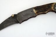 Assisted Damascus & Stag Karambit Folder