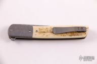 T Tanto Flipper - Damascus and Mammoth Ivory