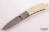 Damascus and Walrus Ivory Lockback