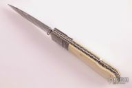Damascus and Walrus Ivory Lockback