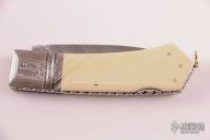 Damascus and Walrus Ivory Lockback