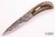 Engraved Lockback w/ Sheep Horn