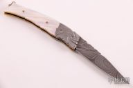Carved Damascus and Mother of Pearl Linerlock