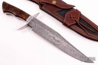 Engraved Damascus Bowie Fighter