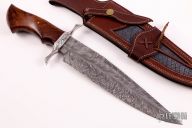 Engraved Damascus Bowie Fighter