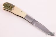 Scrimshawed Damascus Lockback