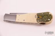 Scrimshawed Damascus Lockback