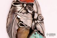 Sterling Silver Pendant w/ turquoise/Jasper/Claw