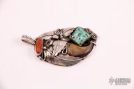 Sterling Silver Pendant w/ turquoise/Jasper/Claw