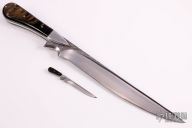 Engraved Buffalo Horn Fixed Blade with matching Miniature