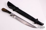 Engraved Buffalo Horn Fixed Blade with matching Miniature