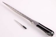 Engraved Buffalo Horn Fixed Blade with matching Miniature