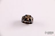 .925 Cross Ring with Gold and Black Diamonds - Size 10
