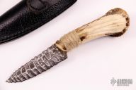 Knapped Damascus and Stag Knife