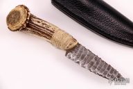 Knapped Damascus and Stag Knife