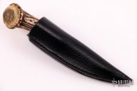 Knapped Damascus and Stag Knife