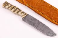 Damascus and Sheep Horn Camp Knife