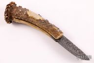 Damascus and Carved Stag Friction Folder
