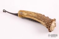 Damascus and Carved Stag Friction Folder