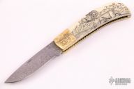 Engraved and Scrimshawed Lockback - Walrus Ivory