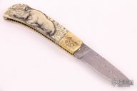 Engraved and Scrimshawed Lockback - Walrus Ivory