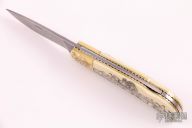 Engraved and Scrimshawed Lockback - Walrus Ivory