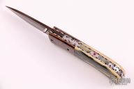 Damascus and Mammoth Ivory Linerlock