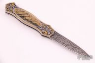Engraved Damascus Dagger w/ Fluted Mammoth