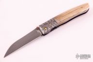 Damascus and Walrus Ivory Linerlock