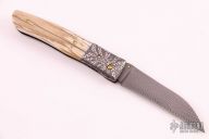 Damascus and Walrus Ivory Linerlock