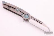 Warhound Mirror Polish Satin Finish Titanium w/ Mokuti Inlay & Accents w/ Blue Ringed Green Titanium Hardware S/n 004