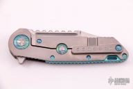 Warhound Mirror Polish Satin Finish Titanium w/ Mokuti Inlay & Accents w/ Blue Ringed Green Titanium Hardware S/n 004