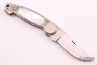 Button Lock #80 - MOP and Engraved by Stewart